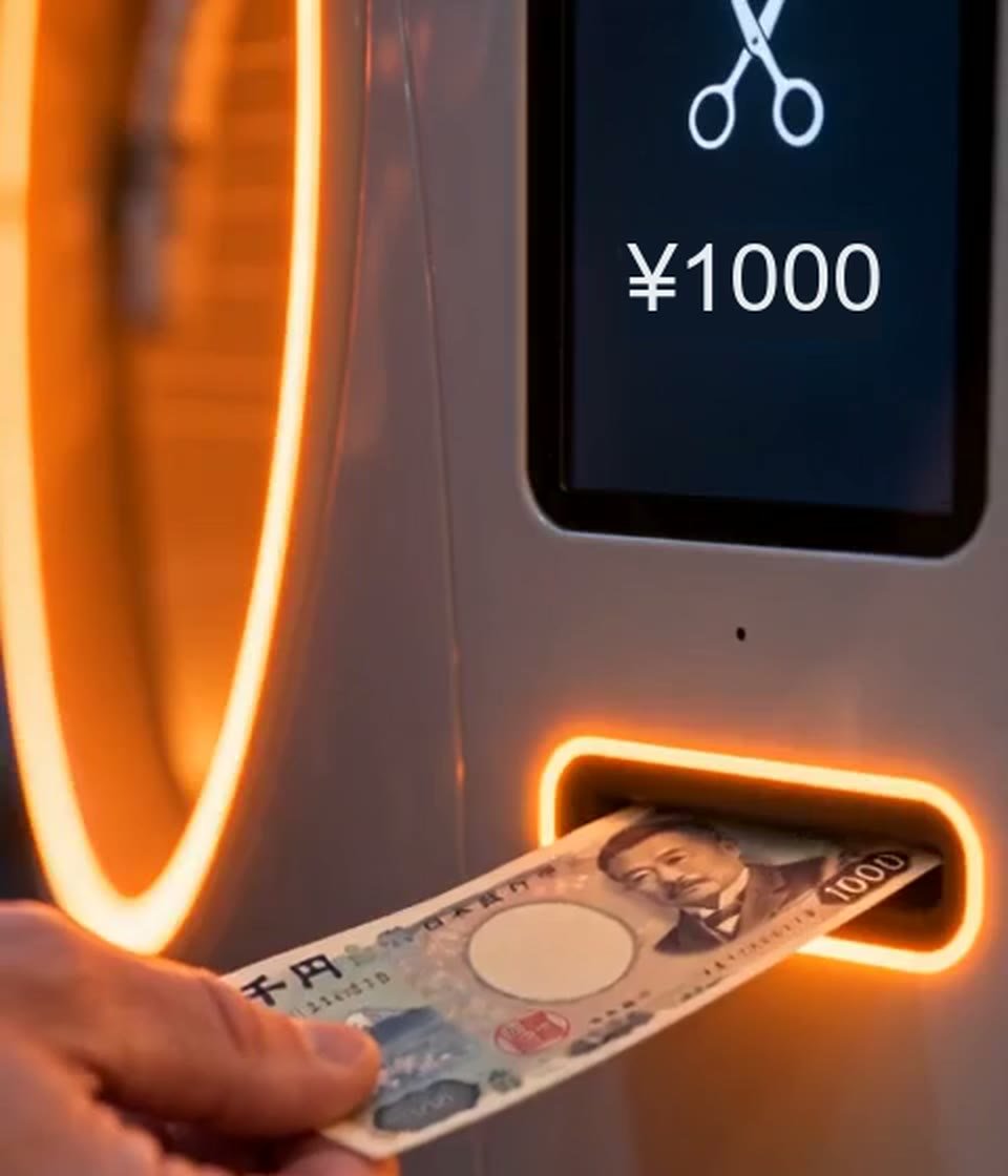 The same machine after the fix, the screen showing 1000 yen